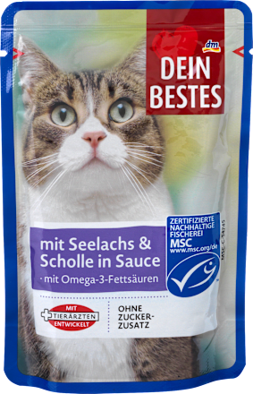 Nat kattenvoer met koolvis en schol in saus, MSC-gecertificeerd, 100 g
