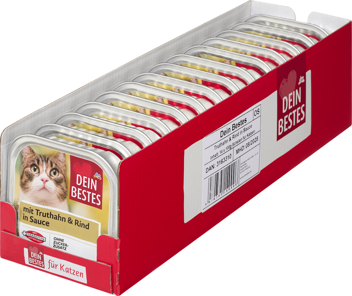 Nassfutter Katze mit Truthahn & Rind in Sauce, Multipack (14x100 g), 1.400 g