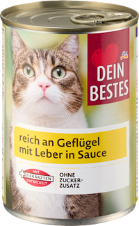 Nassfutter Katze reich an Geflügel mit Leber in Sauce, 415 g
