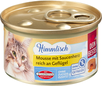 Nassfutter Katze reich an Geflügel, Mousse mit Saucenherz, 85 g