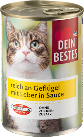 Nassfutter Katze reich an Geflügel & Leber in Sauce, 400 g