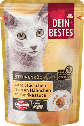 Nassfutter Katze reich an Hähnchen, Sternenküche, 100 g
