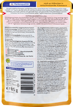 Nat kattenvoer, rijk aan kip in kaassaus, Exquisit, 85 g