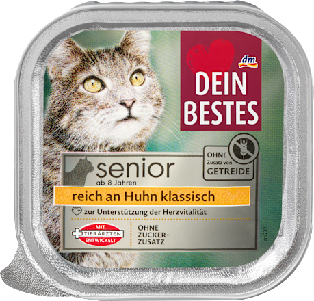 Nassfutter Katze reich an Huhn, Senior, Multipack (14x100 g), 1,4 kg