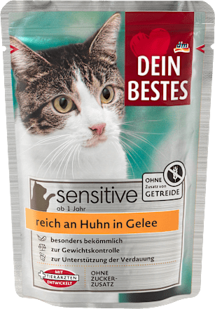 Nat kattenvoer rijk aan kip, gevoelig, 100 g