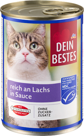 Nassfutter Katze reich an Lachs in Sauce, Multipack (12x415 g), 4,98 kg