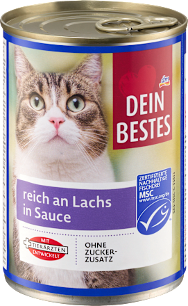 Nat kattenvoer rijk aan zalm in saus, 415 g