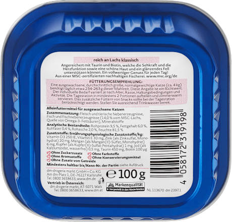 Nat kattenvoer rijk aan zalm, MSC gecertificeerd, 100 g