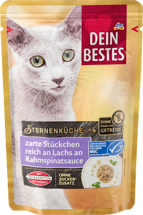 Nassfutter Katze reich an Lachs, Sternenküche, 100 g