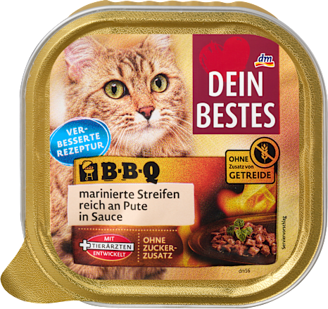 Nassfutter Katze reich an Pute, BBQ, 100 g