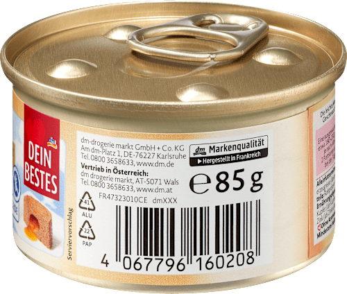 Nassfutter Katze reich an Truthahn, Mousse mit Saucenherz, 85 g