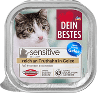 Nassfutter Katze sensitive reich an Truthahn in Gelee, 100 g