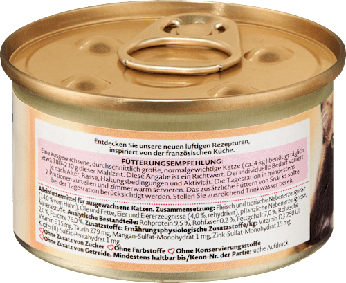 Nassfutter Katze Soufflé reich an Huhn mit Ei, Sternenküche, 85 g