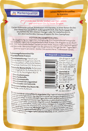 Nassfutter Katze, Suppe mit Hühnerbrustfilet & Karotte, das Süppchen, 50 g