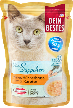 Nassfutter Katze, Suppe mit Hühnerbrustfilet & Karotte, das Süppchen, 50 g