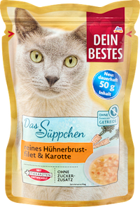 Nassfutter Katze, Suppe mit Hühnerbrustfilet & Karotte, das Süppchen, 50 g