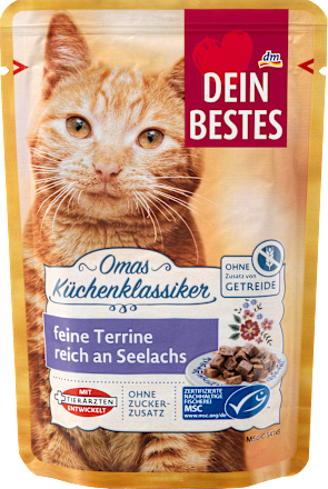 Nat kattenvoer terrine rijk aan koolvis, oma's keukenklassieker, 100 g