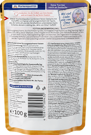 Nat kattenvoer terrine rijk aan koolvis, oma's keukenklassieker, 100 g