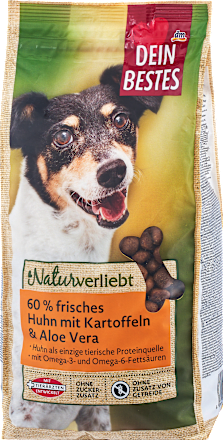 Droog hondenvoer met kip, aardappel &amp; aloë vera, Naturverliebt, 1 kg