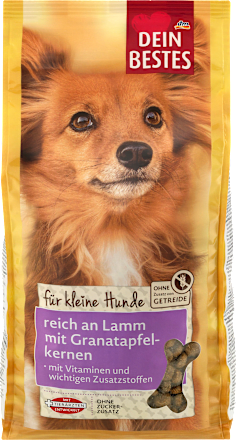 Droog hondenvoer met lam &amp; granaatappelpitten, voor kleine honden, 1 kg