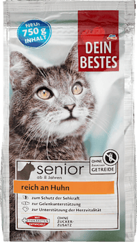 Droog kattenvoer met kip, senior, 750 g