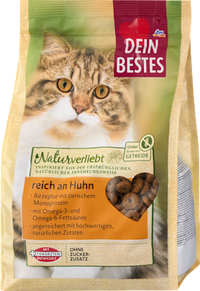 Trockenfutter Katze reich an Huhn, Naturverliebt, 500 g