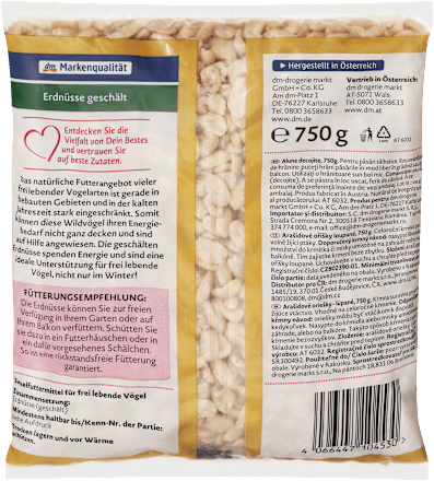 Vogelfutter geschälte Erdnüsse, Exquisit, 750 g