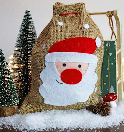 Geschenksack Jute kleiner Weihnachtsmann, 1 St Dekorieren & Einrichten