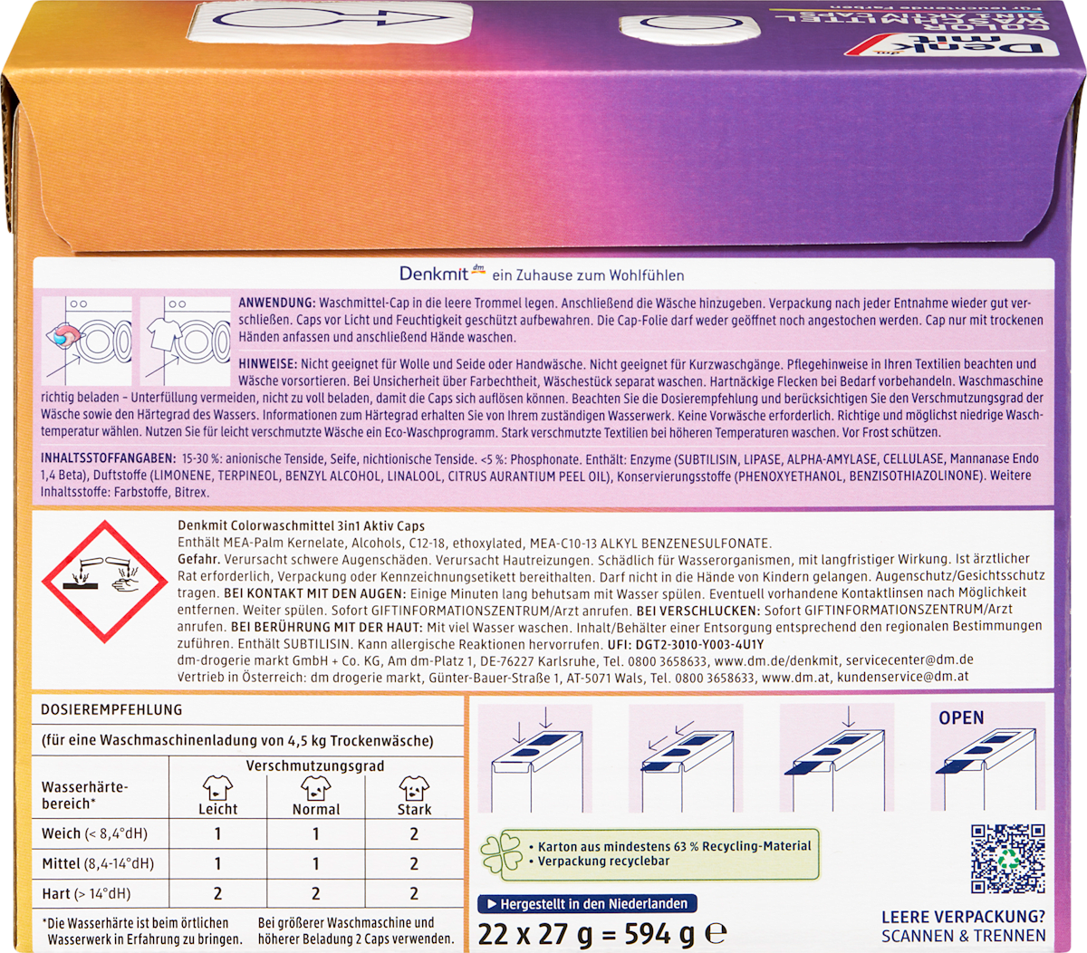 Colorwaschmittel portioniert, 22 Wl