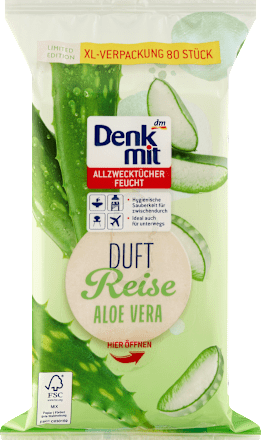 Feuchte Allzwecktücher Aloe Vera, 80 St Denkmit