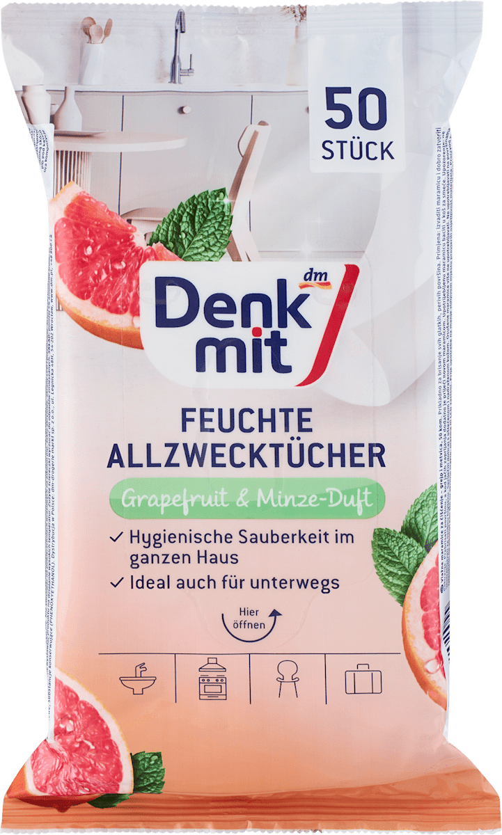 Denkmit Feuchte Allzwecktücher Grapefruit & Minze, 50 St