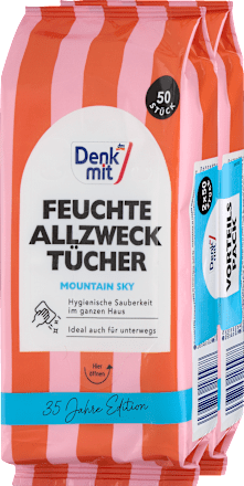 Feuchte Allzwecktücher Mountain Sky (2x50 St), 100 St Denkmit