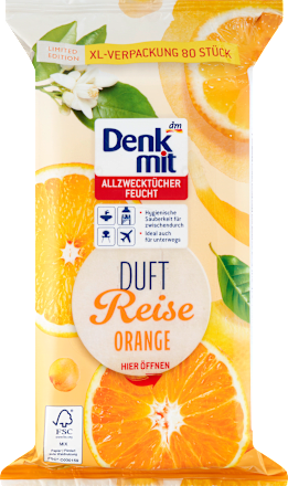 Feuchte Allzwecktücher Orange, 80 St Denkmit