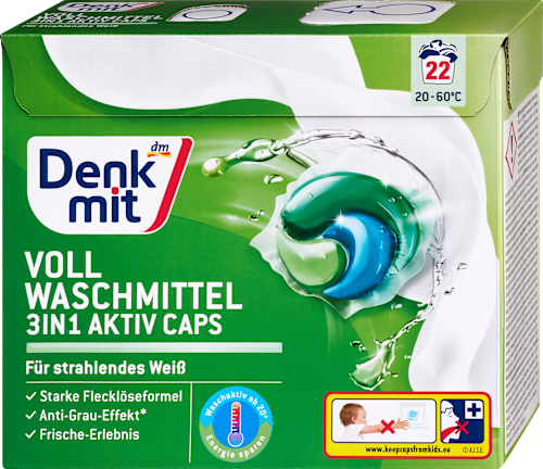 Vollwaschmittel 3in1 Aktiv Caps, 22 Wl