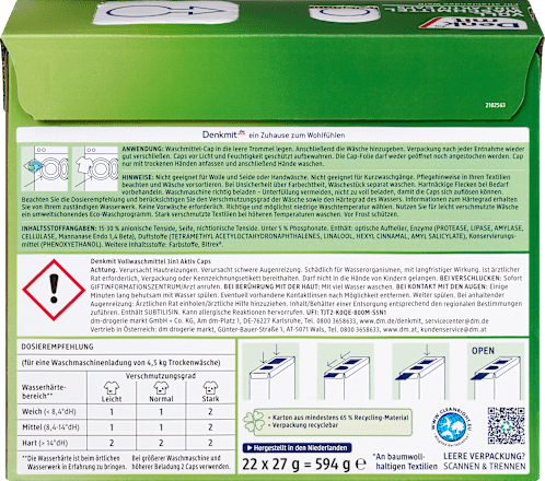 Vollwaschmittel 3in1 Aktiv Caps, 22 Wl