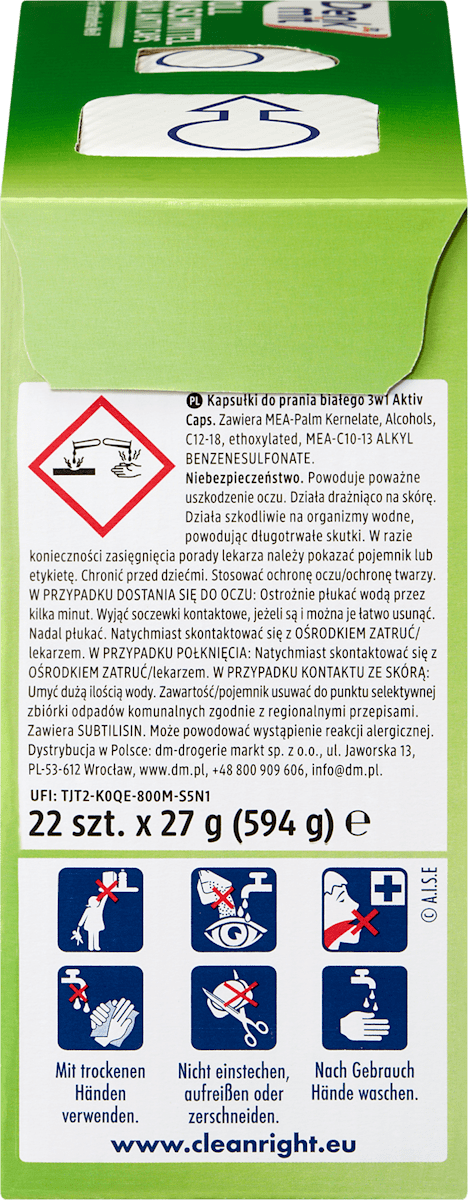 Vollwaschmittel 3in1 Aktiv Caps, 22 Wl