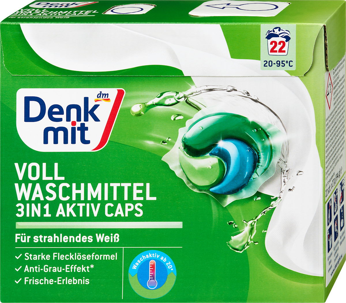 Vollwaschmittel 3in1 Aktiv Caps, 22 Wl