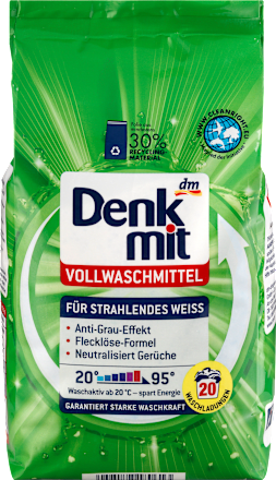 Vollwaschmittel Pulver für strahlendes Weiß, 20 Wl Denkmit