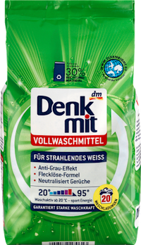 Vollwaschmittel Pulver für strahlendes Weiß, 20 Wl Denkmit