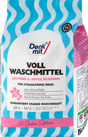 Vollwaschmittel Pulver Jasmine & Apple Blossom mit Metallbox Gratis, 20 Wl Denkmit