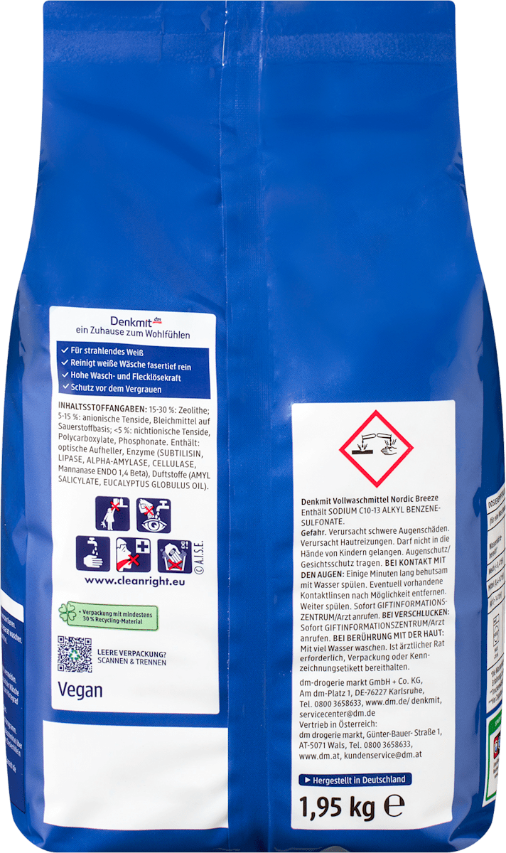 Denkmit Vollwaschmittel Pulver Nordic Breeze, 30 Wl