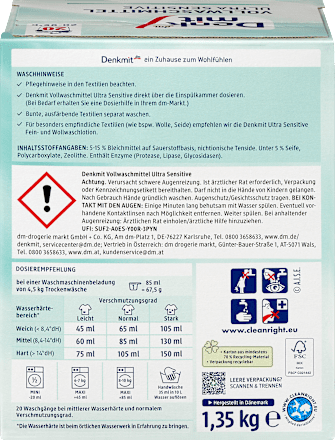 Wasmiddelpoeder Ultra Sensitive, 20 Wl