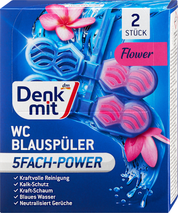 Toilet blauw spoelbloem, 2 stuks