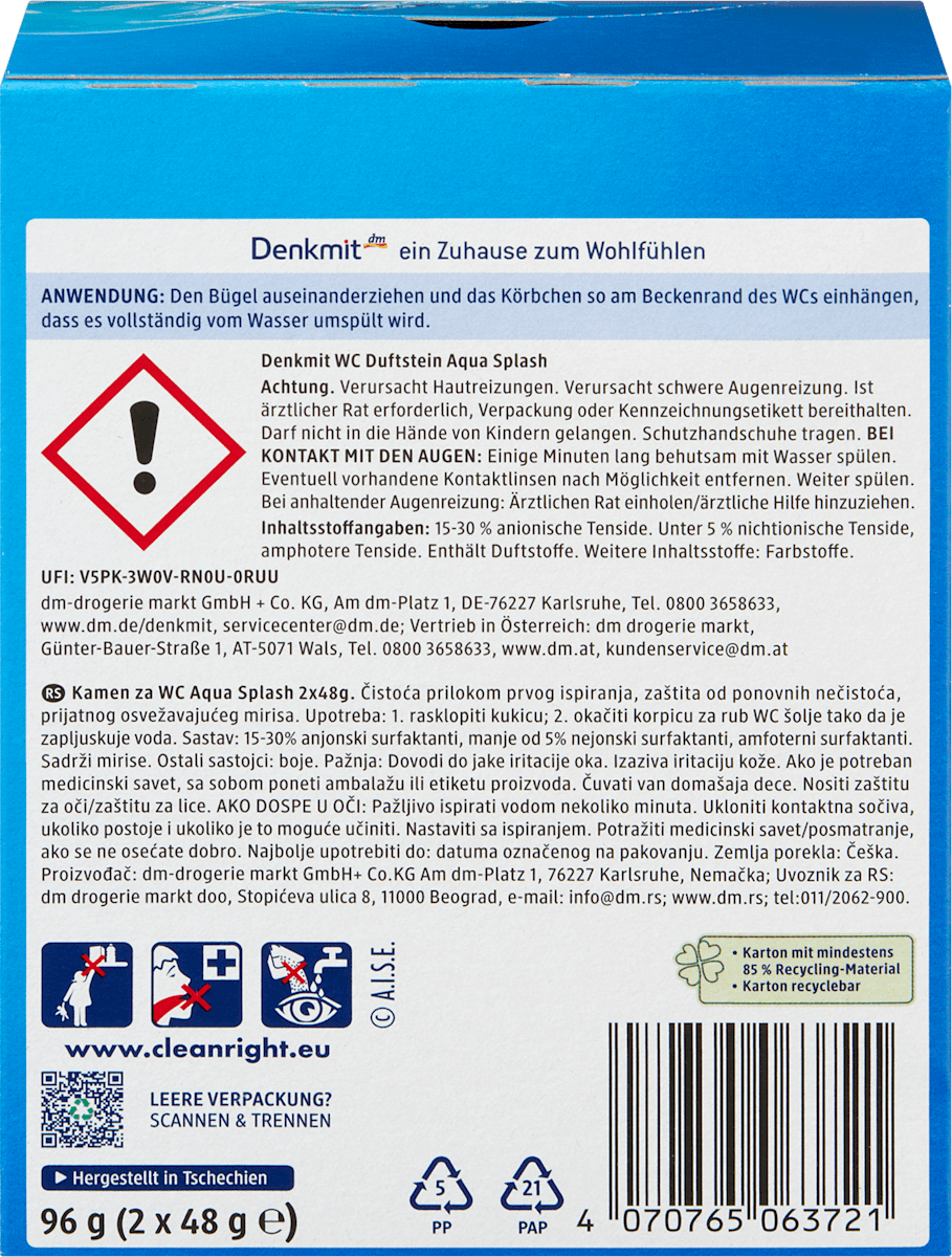 Denkmit WC Duftstein Aqua Splash, 2 St