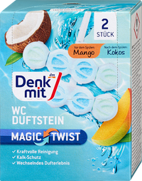 Toiletgeursteen Magic Twist Mango &amp; Kokosnoot, 2 stuks
