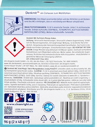 Toiletgeursteen Magic Twist Roos &amp; Lychee, 2 stuks
