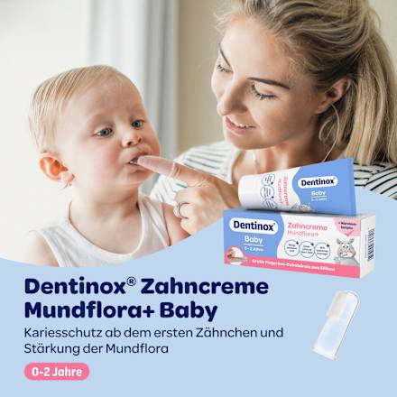 Dentinox Baby Mundflora+ Tandpasta met vingertandenborstel, 0-2 jaar, 30 ml
