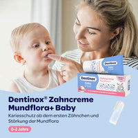 Dentinox Baby Mundflora+ Tandpasta met vingertandenborstel, 0-2 jaar, 30 ml