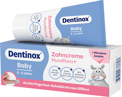 Dentinox Baby Mundflora+ Tandpasta met vingertandenborstel, 0-2 jaar, 30 ml