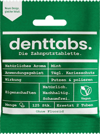 Tandenborsteltabletten fluoridevrij, 125 stuks
